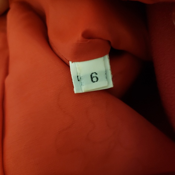 Bright Red with Black Floral Vintage Wool Coat - Picture 7 of 7